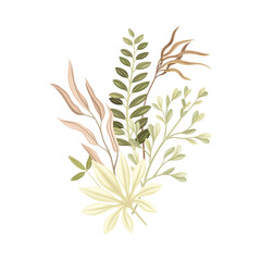 Wild dried plants. Beautiful bouquet in trendy colors for your own design vector illustration