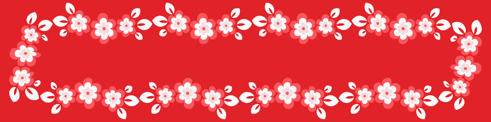 Illustration on a sheet of 4x1 format - stylized flowers with leaves - graphics. Banner for text,...