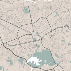 Obraz premium Vector map of Tirana, Albania. Urban city in Albania. Street map art poster illustration.