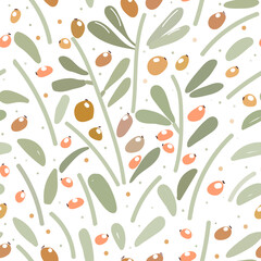 sea buckthorn drawing seamless vector illustration background