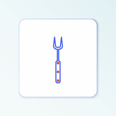 Line Barbecue fork icon isolated on white background. BBQ fork sign. Barbecue and grill tool. Colorful outline concept. Vector