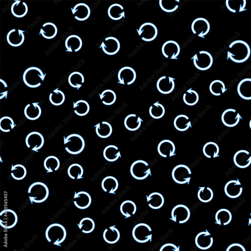 Poster line refresh icon isolated seamless pattern on black background. reload symbol. rotation arrow in a 