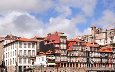 Fototapeta na wymiar Houses in old part of Ribeira, Porto, Portugal