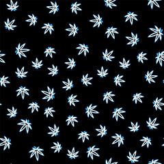 Line Medical marijuana or cannabis leaf icon isolated seamless pattern on black background. Hemp symbol. Vector