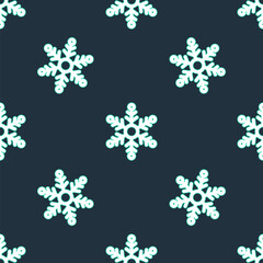 Line Snowflake icon isolated seamless pattern on black background. Vector