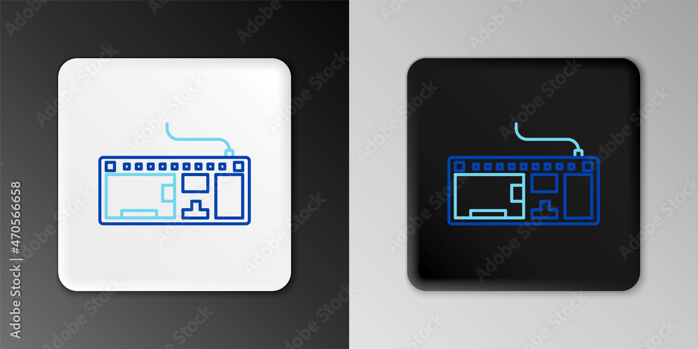 Poster line computer keyboard icon isolated on grey background. pc component sign. colorful outline concept