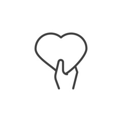 Hand holding heart line icon