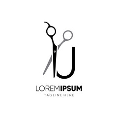 Letter U Initial Scissor Logo Design Icon Graphic Emblem Illustration  © HendraGuns11