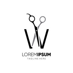 Letter W Initial Scissor Logo Design Icon Graphic Emblem Illustration 