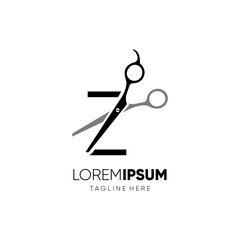 Letter Z Initial Scissor Logo Design Icon Graphic Emblem Illustration 