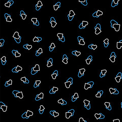 Line Heart icon isolated seamless pattern on black background. Romantic symbol linked, join, passion and wedding. Valentine day symbol. Vector