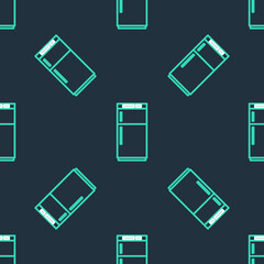 Line Refrigerator icon isolated seamless pattern on black background. Fridge freezer refrigerator. Household tech and appliances. Vector