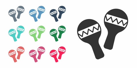 Black Maracas icon isolated on white background. Music maracas instrument mexico. Set icons colorful. Vector