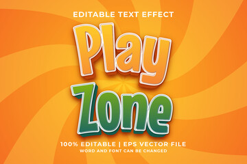 Editable text effect - Play Zone 3d template style premium vector