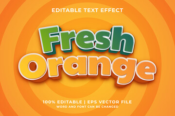 Editable text effect - Fresh Orange 3d template style premium vector
