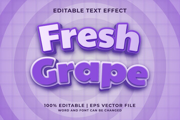 Editable text effect - Fresh Grape 3d template style premium vector