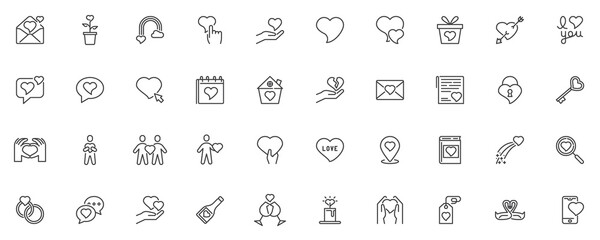 Valentine's day line icons set