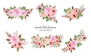 Set of Watercolor Floral Bouquet
