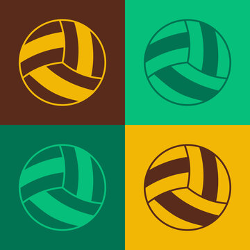 Pop art Volleyball ball icon isolated on color background. Sport equipment. Vector
