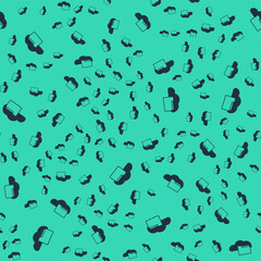 Black Cloud or online library icon isolated seamless pattern on green background. Internet education or distance training. Vector