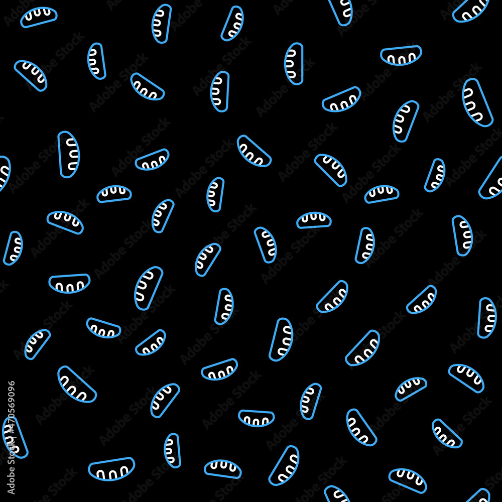 Poster line bread loaf icon isolated seamless pattern on black background. vector