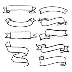 A selection of vector banner ribbons with uneven edges