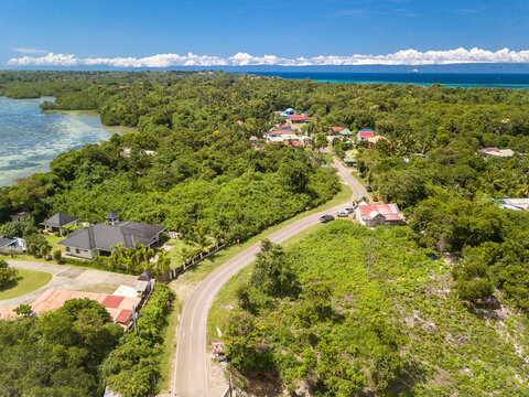 Aerial of a typical highway in Dauis, Panglao Island, Bohol.