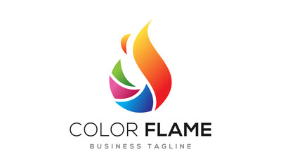 Creative Media Color Flame Logo Design Vector Icon Symbol Illustration.