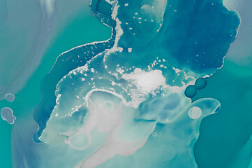 Luxury Ocean Waves. on Canvas. Alcohol Ink Hand