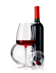 Wine glass, bottle and decanter