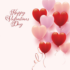 赤とピンクのハート形風船のバレンタインデー背景