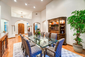 Dining room in the evening.  