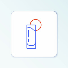 Line Tequila glass with lemon icon isolated on white background. Mexican alcohol drink. Colorful outline concept. Vector