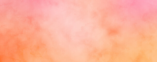 Pink And Orange Watercolor Background With Paper Texture, Soft Pastel Blotches In Artsy Painting Illustration With Fringes
