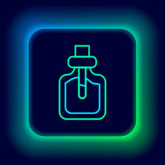 Glowing neon line Perfume icon isolated on black background. Colorful outline concept. Vector