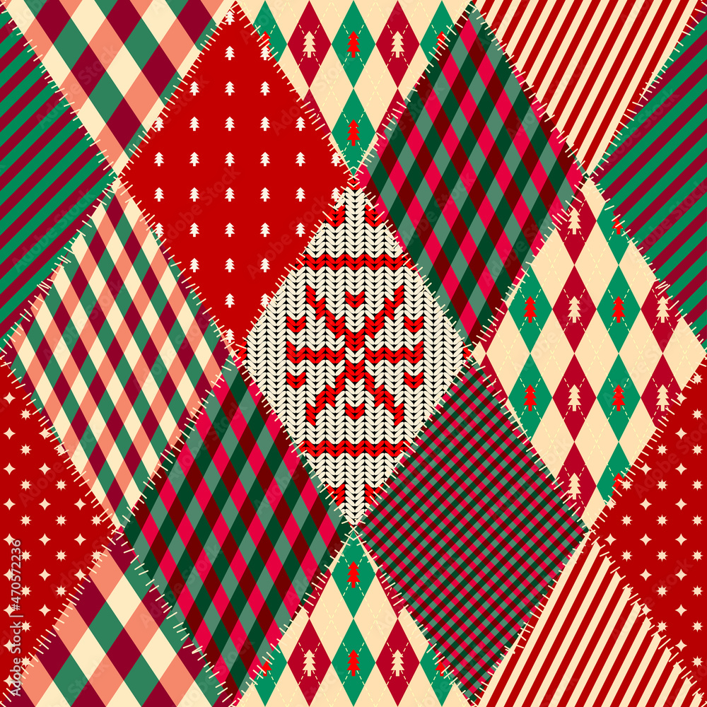 Poster Patchwork textile pattern. Seamless quilting design background.