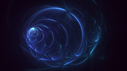 3D rendering abstract blue fractal light background