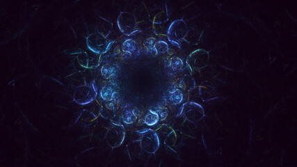 3D rendering abstract blue fractal light background
