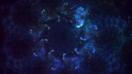 3D rendering abstract blue fractal light background