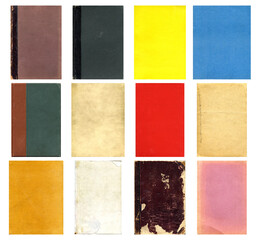 Paper and textile textures set. Blank retro pages and old book covers. Rough faded canvas surface. Perfect for background and vintage style design. Empty place for text.