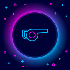 Glowing neon line Leaf garden blower icon isolated on black background. Colorful outline concept. Vector