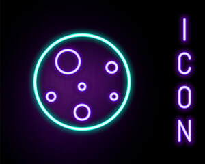 Glowing neon line Planet Mars icon isolated on black background. Colorful outline concept. Vector