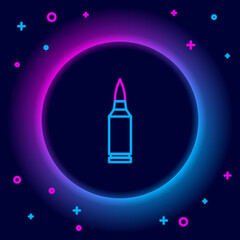 Glowing neon line Bullet icon isolated on black background. Colorful outline concept. Vector