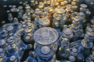 texture ice bubbles air baikal gas hydrogen sulfide nature winter background