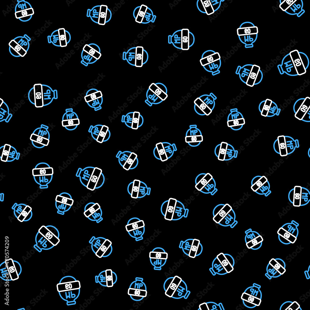 Poster line video game bar icon isolated seamless pattern on black background. vector