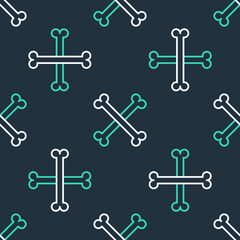 Line Crossed human bones icon isolated seamless pattern on black background. Vector