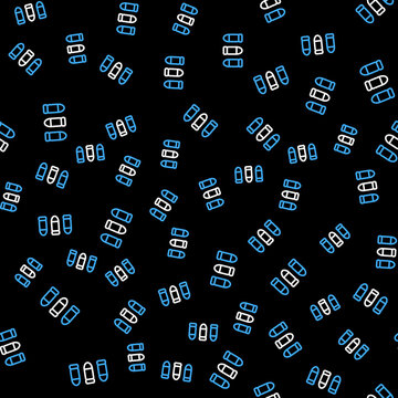 Line Bullet icon isolated seamless pattern on black background. Vector