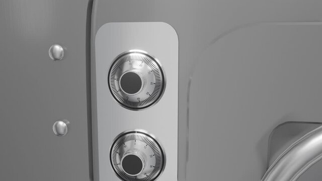 Door opening to bank vault with gold storage - 3d rendering animation
