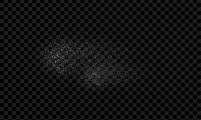 Snow or sugar or salt texture isolated on transparent background. Vector realistic stains of crushed pieces of chalk, sand or flour