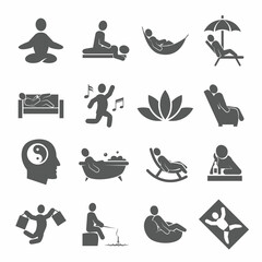 Relax icons set on white background